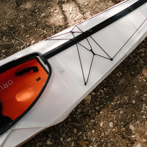 Close up of the bay ST kayak, showing Bay's deck lines